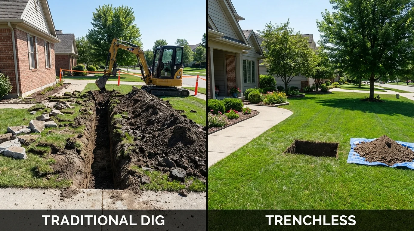Trenchless sewer repair with minimal yard damage versus traditional excavation in Dillingham, AK